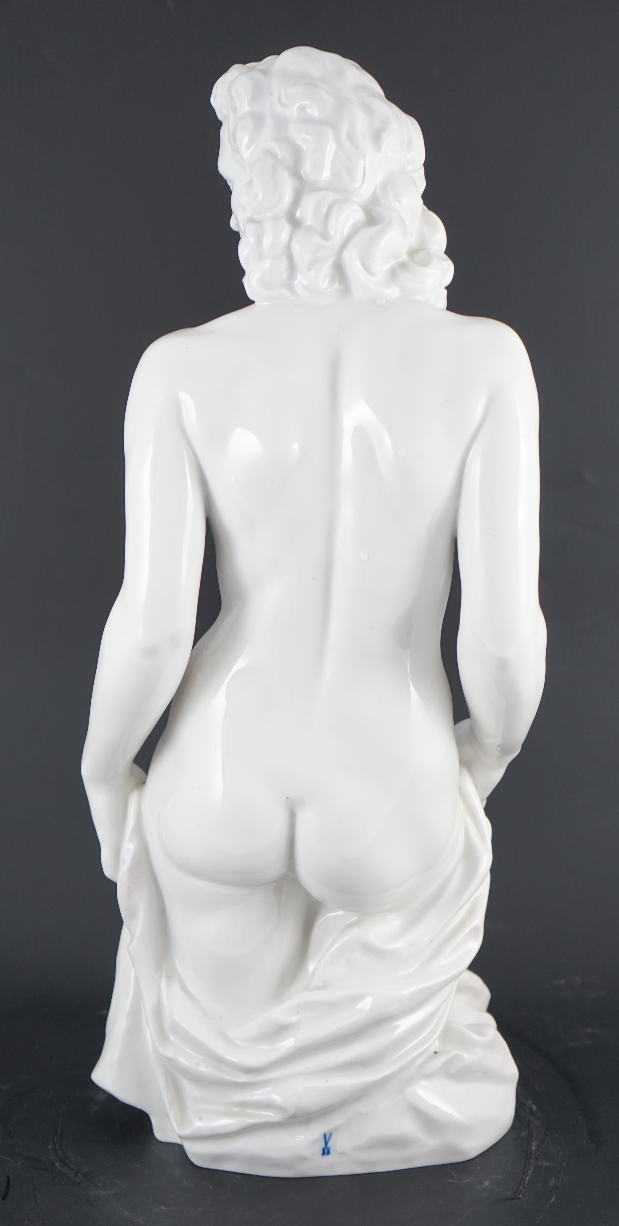 Robert Ullmann (1903-1966) for Meissen, a large white glazed porcelain three-quarter length figure of a nude woman, 50.5cm high